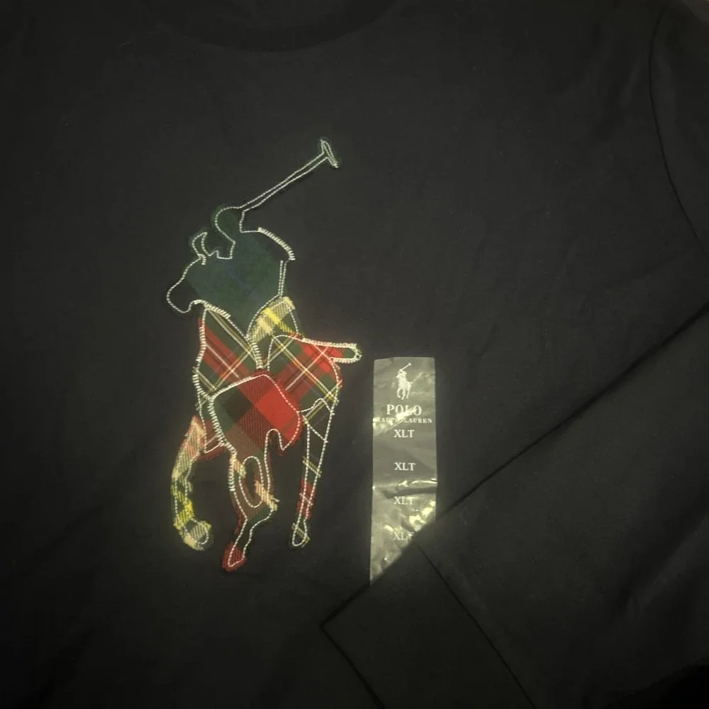 Polo Ralph Lauren Big Pony Tartan XLT Plaid LS T-Shirt Big&Tall Navy NWOT